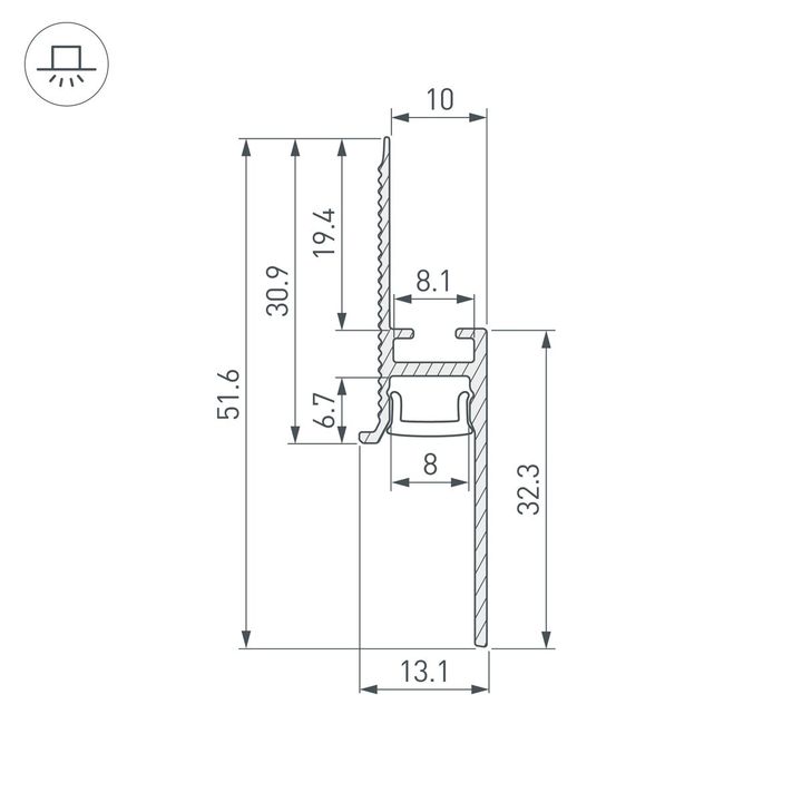 Профиль встраиваемый Arlight Plintus-Fantom-H20-2000 Anod 048685