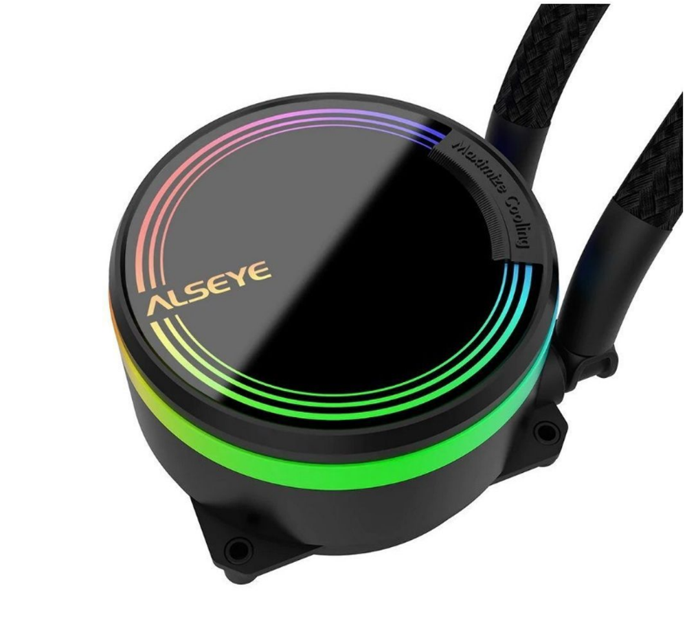 Жидкостное охлаждение Alseye M120, 1х120мм, 800~2000rpm, 4-pin, Al, черный/ARGB, 1 секция, 77.6CFM, 37.3дБ, INTEL 1200/115x/775/2066/2011/1366, AMD AM5/AM4/AM3(+)/AM2(+)FM1 (AS.02.01.0007)