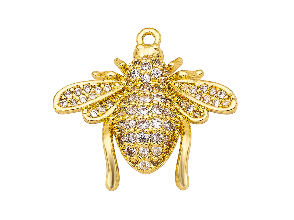 57565-з Подвеска "Жук" со стразами 17,5мм, позолота