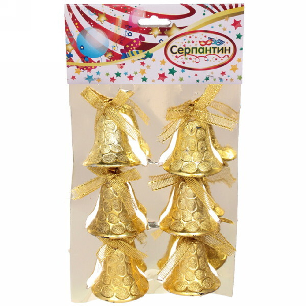 Украшение «Колокольчики» 3,5 см (набор 6шт), Золото