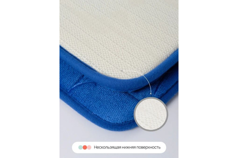 Набор ковриков для ванной и туалета с эффектом памяти Home One рельефный 50х80, 50х60 U-shape, синий