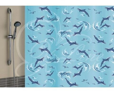 Штора для ванной комнаты ПЕВА 180*180см, однотонная, цвет голубой