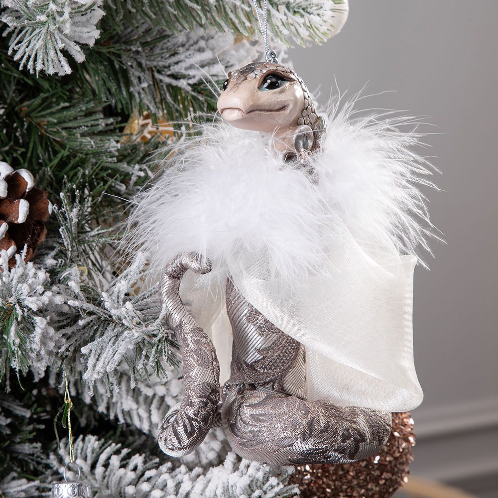 Елочное украшение Змея Лаурель Серебро