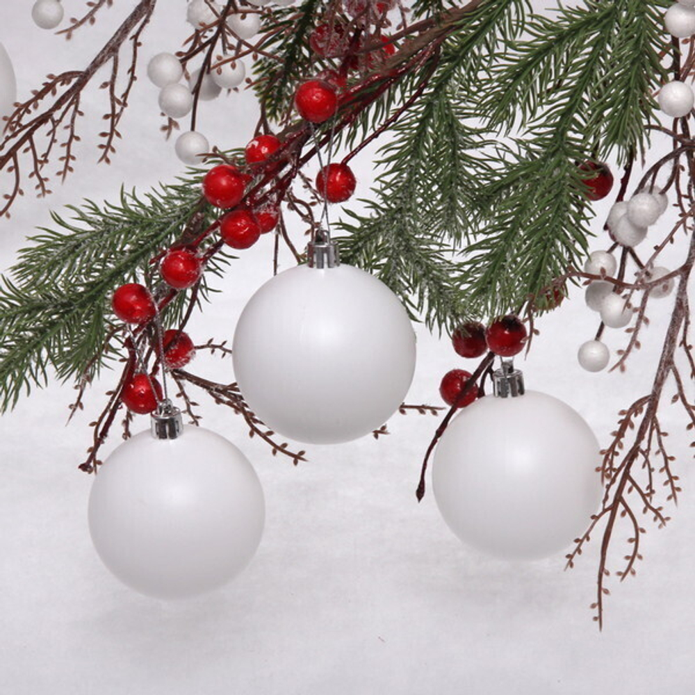 Новогодние шары 7 см (набор 3 шт) «Матовый», белый