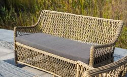 "Латте" диван двухместный из искусственного ротанга, цвет соломенный