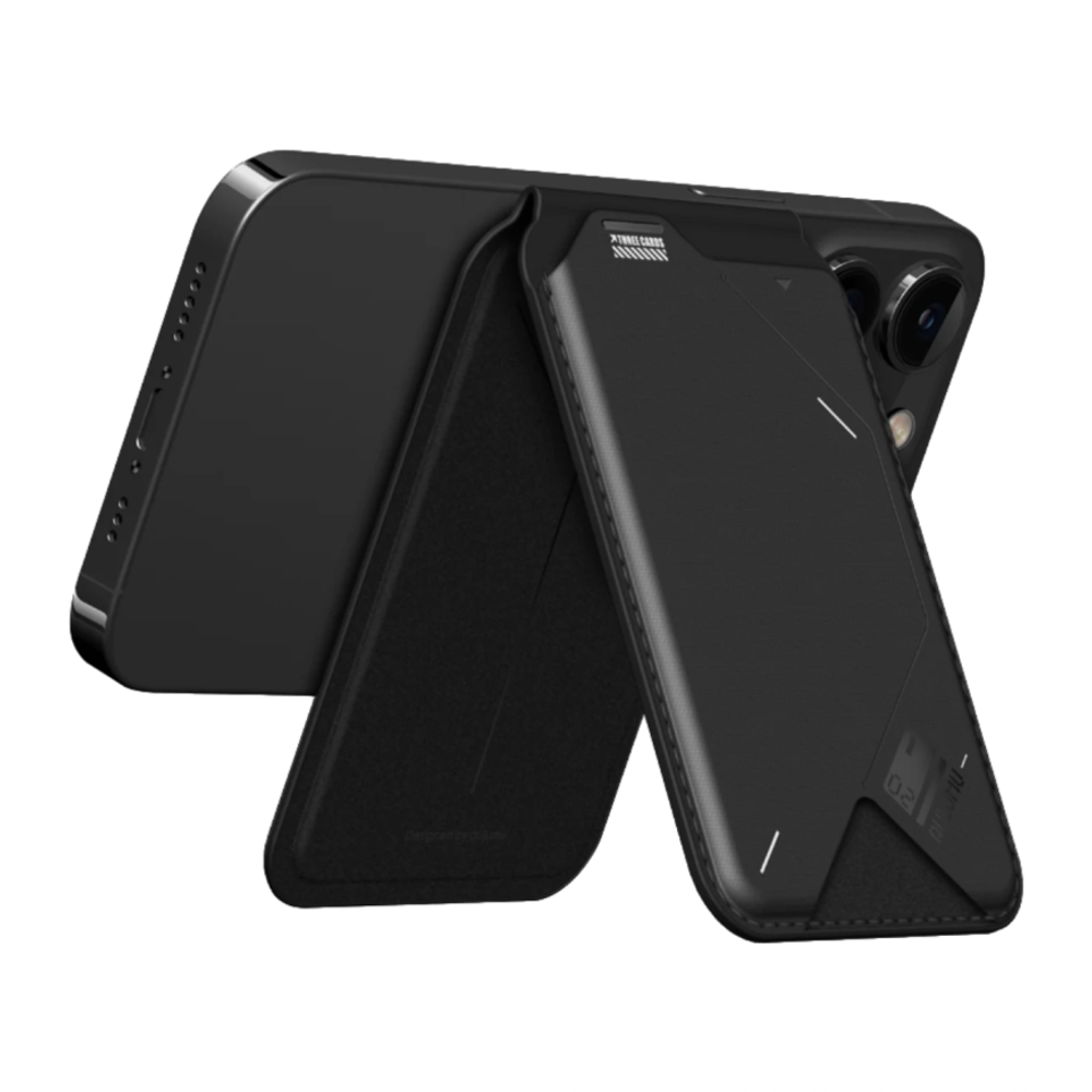 Чехол-бумажник MagSafe с подставкой Aulumu G02 Flip Wallet & Stand Гибридный картхолдер-бифолд в стиле киберпанк из термополиуретана и полиуретановой кожи. Вмещает до трёх карт