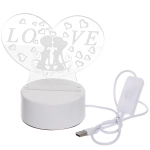 Светильник ночник «3D-Поцелуй» на пластиковой подставке, с включателем USB
