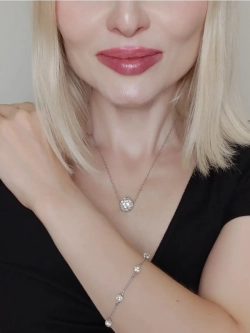 Кулон Серебряный шарик с кристаллами Swarovski