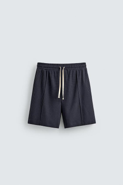 ZARA ШОРТЫ-ДЖОГГЕРЫ ИЗ РЕЛЬЕФНОЙ ТКАНИ, СИНИЙ