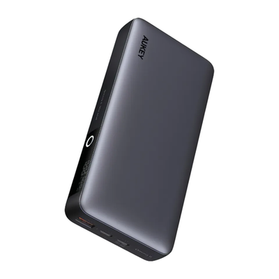 Внешний аккумулятор AUKEY Sprint X 20K 65W (20000 мА·ч) Проводная зарядка: 2 USB-C, USB-A. Беспроводная зарядка: нет. Есть дисплей, поддержка PD 3.0 и PPS. Энергоёмкость — 74 Вт·ч. Максимальная выходная мощность — 65 Вт