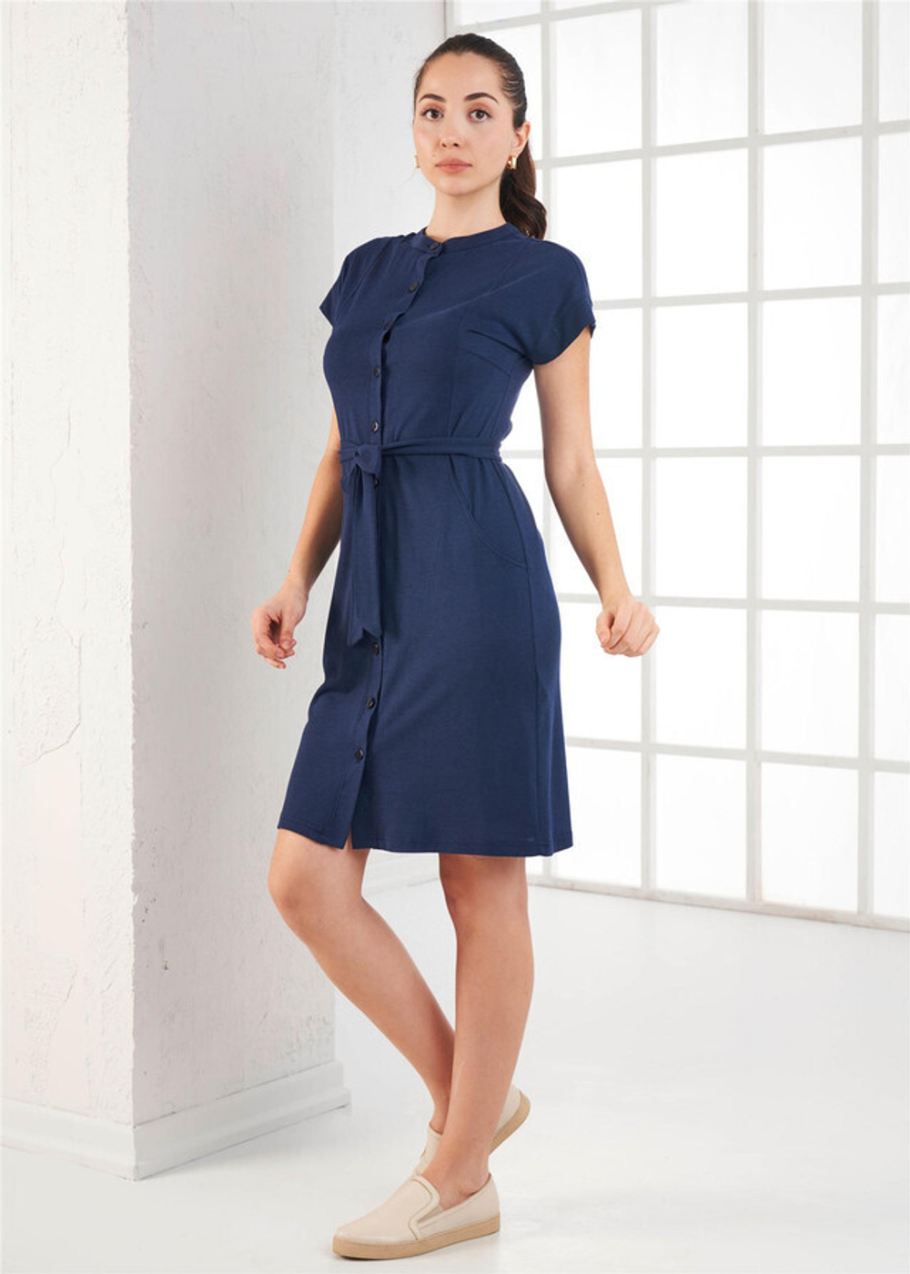 RELAX MODE / Платье женское летнее повседневное на пуговицах с поясом - 45522