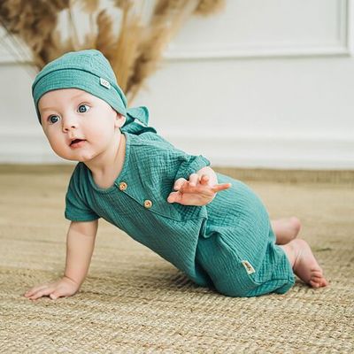 Muslin bodysuit 3-18 months - Aquamarine