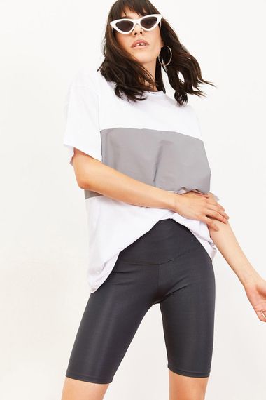 Qadın üçün tünd boz disko şort 10061015