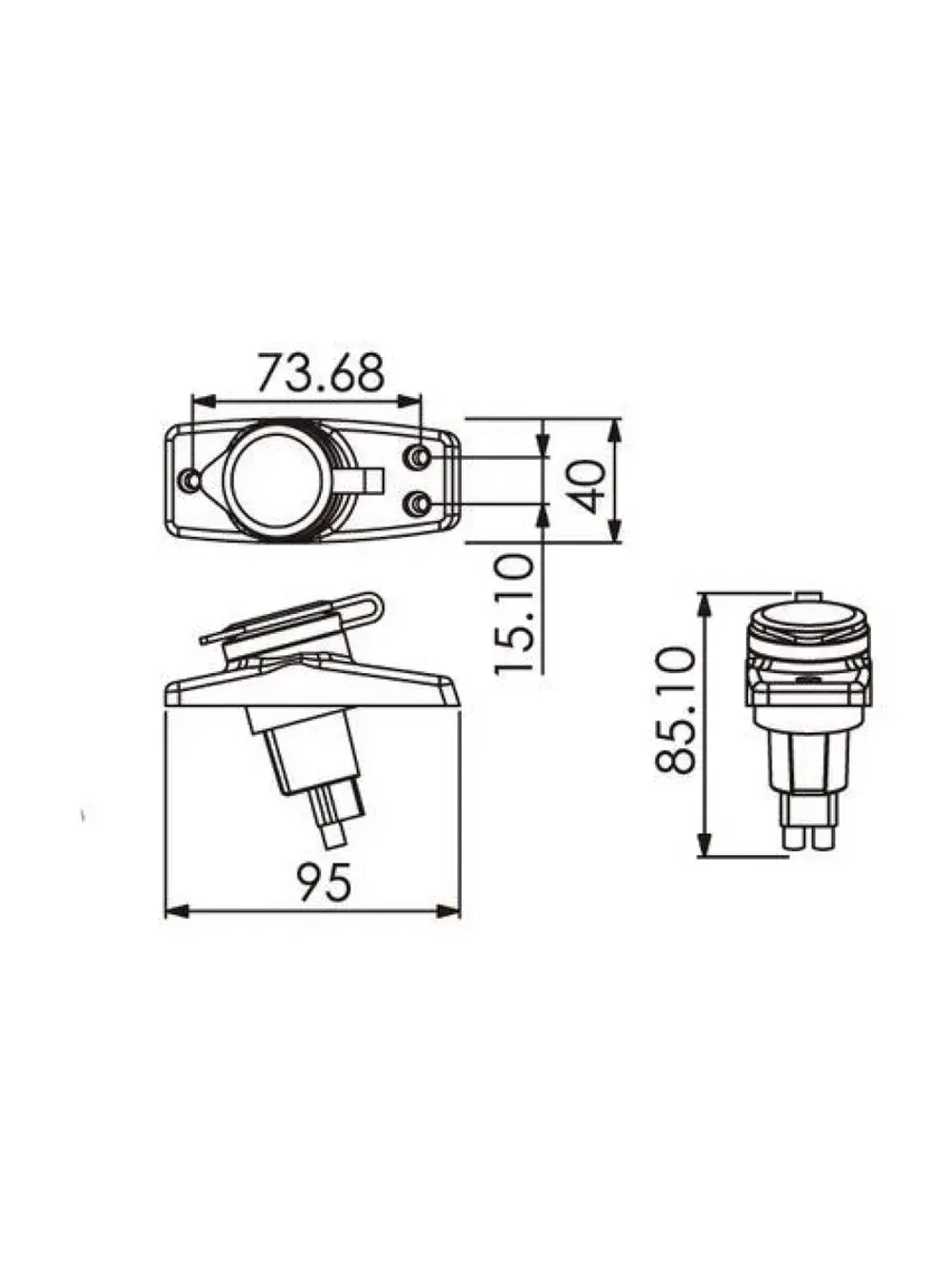 Огонь топовый на стойке 24" съемный, светодиодный C25015SC1