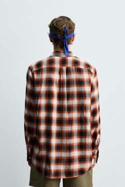 ZARA X AARON LEVINE РУБАШКА СВОБОДНОГО КРОЯ В КЛЕТКУ, КРАСНЫЙ