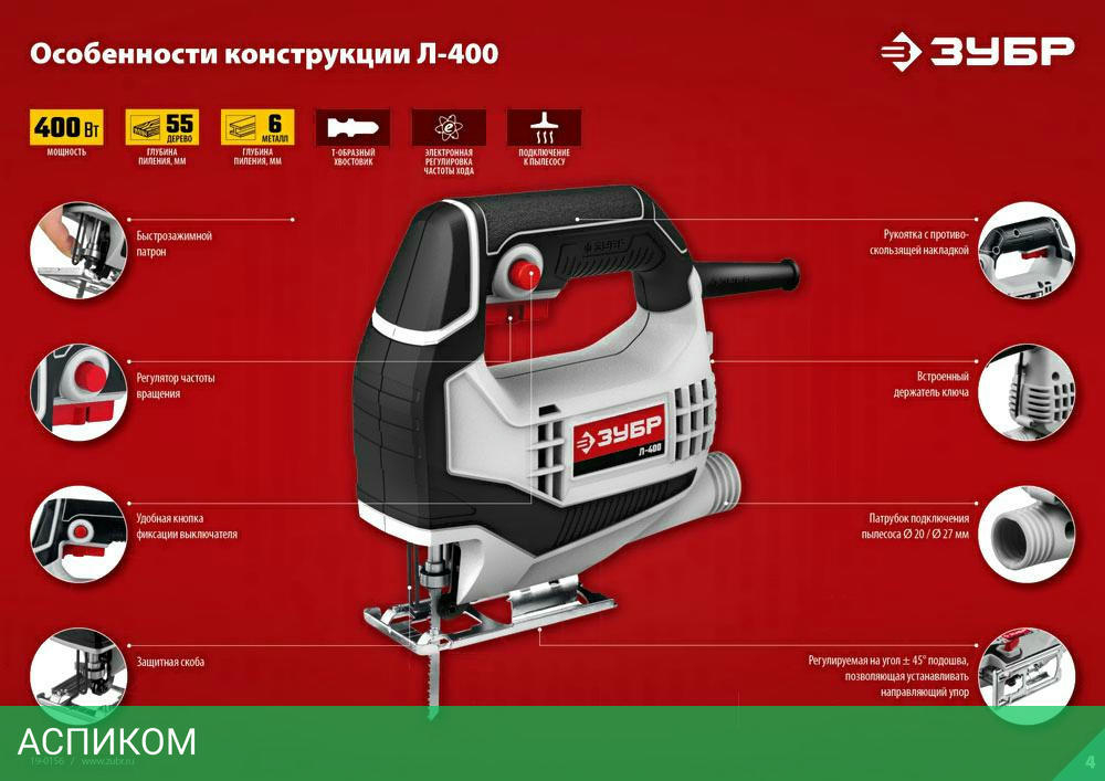 Электролобзик Зубр Л-400