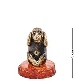 Народные промыслы AM-3219 Фигурка «Обезьяна не слышу Канадзару» (латунь, янтарь)