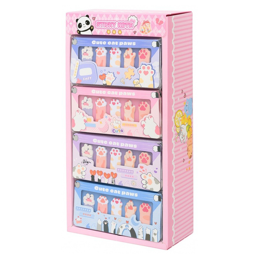 Закладки клейкие Basir бумажные, серия "Лапки", 5 видов по 20 шт различного дизайна