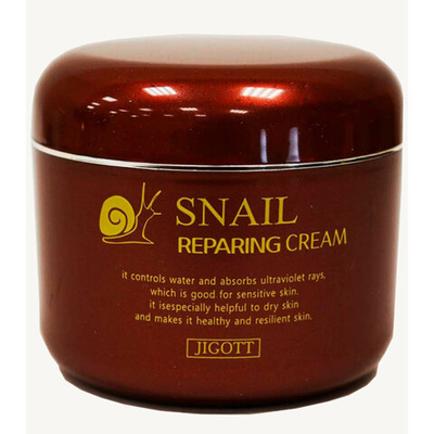 Восстанавливающий антивозрастной крем для лица Jigott Snail Repair Cream с муцином