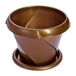 Кашпо для цветов пластиковое 1,4л d-17см «Флориана» с поддоном золотой С385ЗОЛ