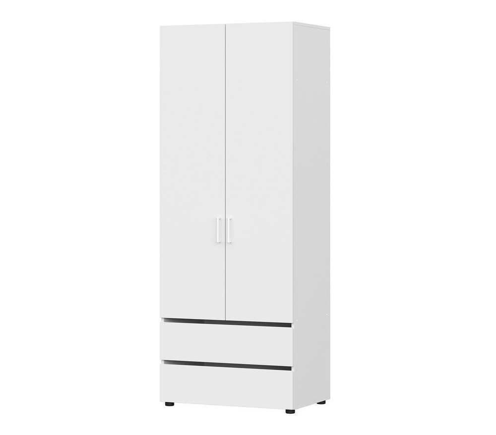 Токио Шкаф двухстворчатый с двумя ящиками Белый текстурный