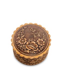 Народные промыслы BST-125/ 4 Шкатулка «Бабочки» мал. (береста)