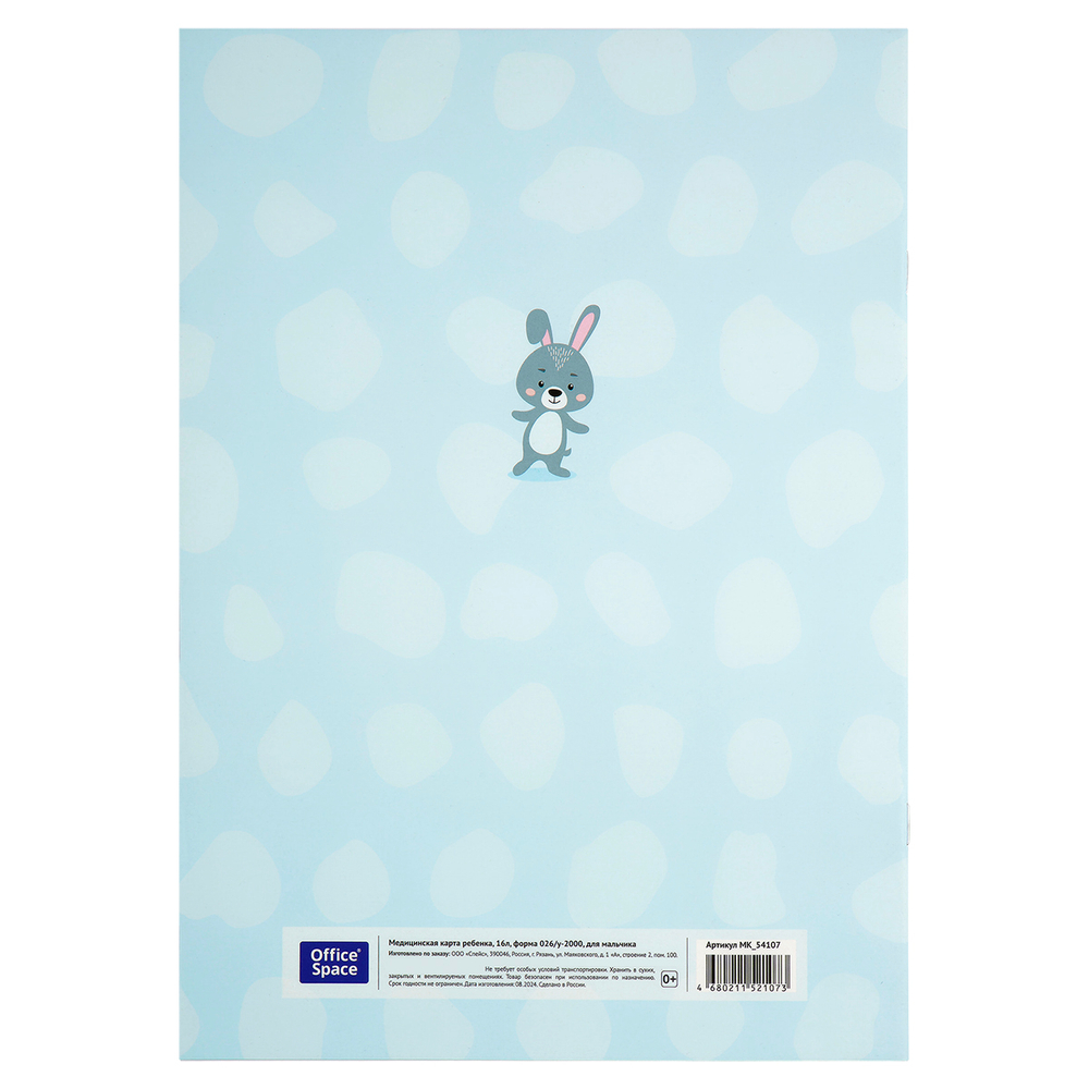 Медицинская карта ребенка OfficeSpace, 16л, А4 (205*290мм), форма 026/у-2000, блок офсет, для мальчика