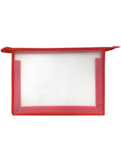 Папка для тетрадей 1 отделение А4 прозрачная/красная, пластик, на молнии (ПТ850_3406)