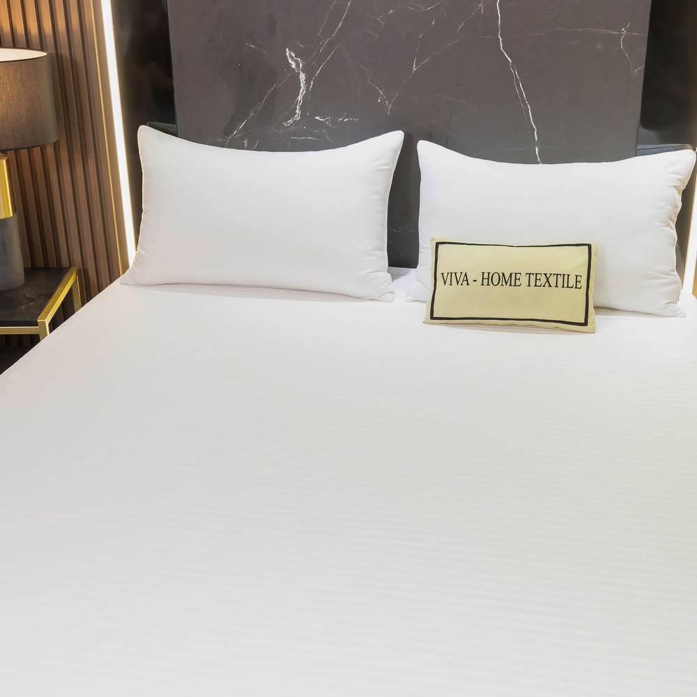 Простыня Страйп Сатин Однотонный Отель белый 100% хлопок на резинке 1x1 RR1CTH03618030