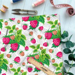 Ткань ниагара насыщенная малина на бежевом фоне