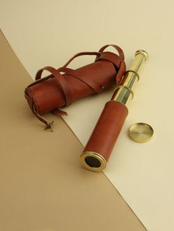 Nautical Подзорная труба в кожаном футляре