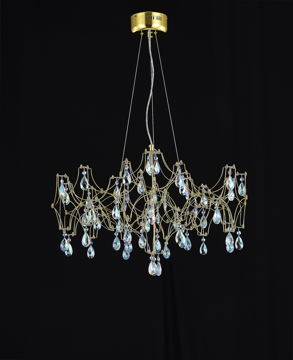 Подвесная люстра светодиодная с пультом и хрустальными подвесками K9 MyFar Ileria MR2652-57P-50СD