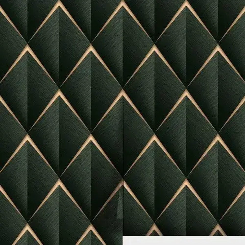 Обои винил горячего тиснения, моющиеся на флизелиновой основе Marvig Modish 1.06м х 10.05м, геометрия, темно-зеленый
