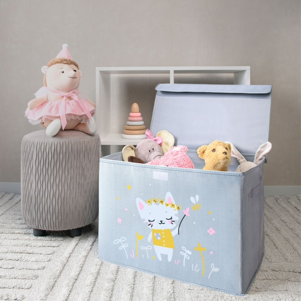 Коробка с крышкой для игрушек. Котик