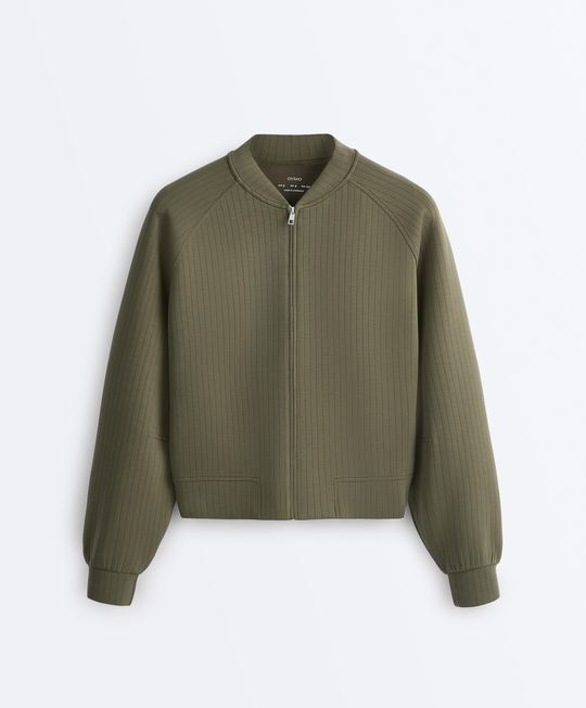 Oysho Куртка-бомбер в полоску, хаки