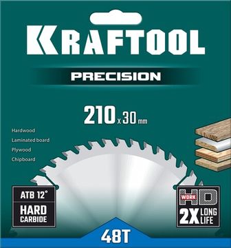 KRAFTOOL Precision, 210 х 30 мм, 48Т, пильный диск по дереву (36952-210-30)