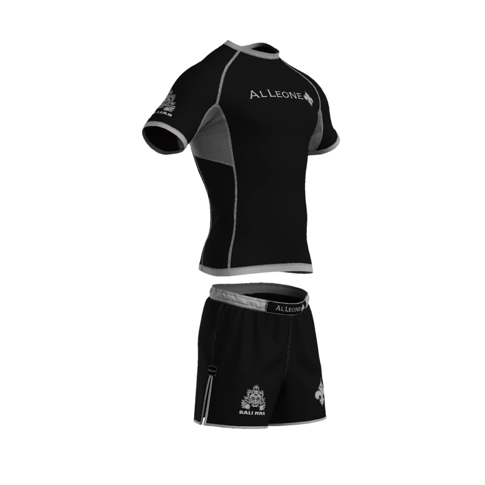 Рашгард + Шорты AL LEONE Bali MMA Black and White