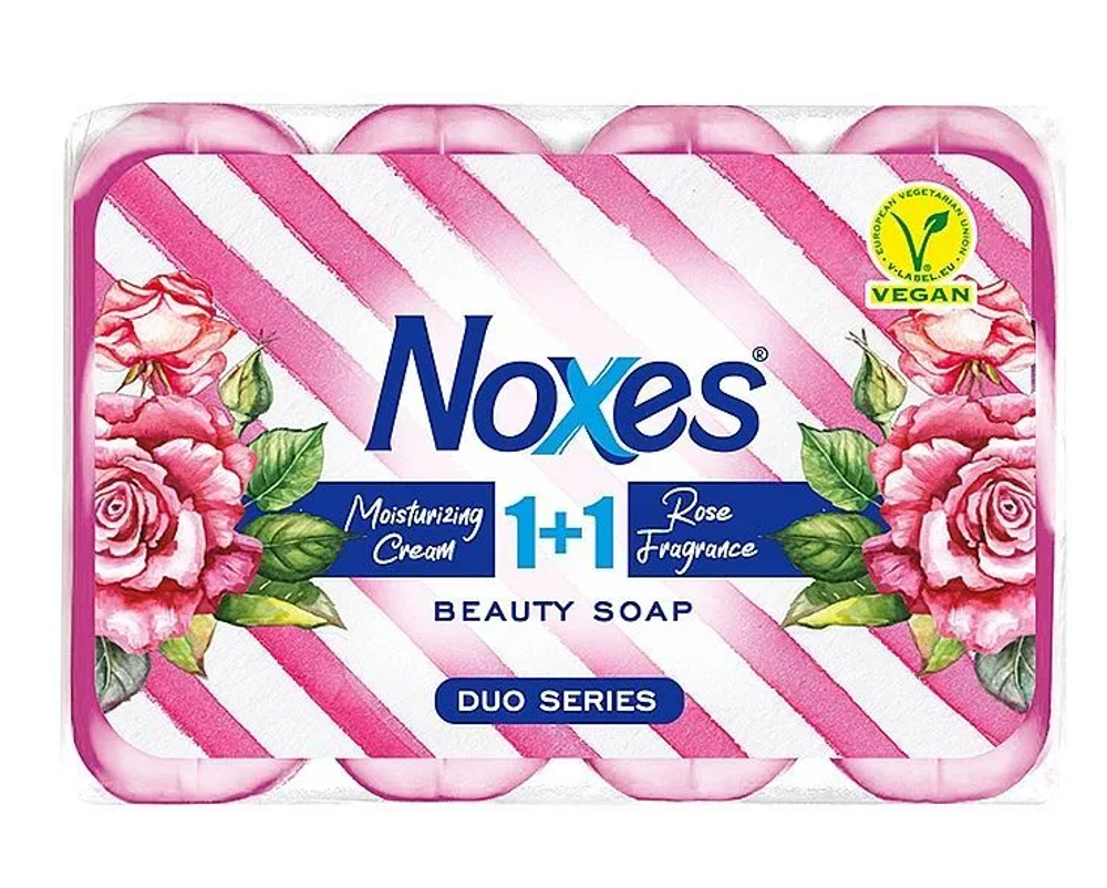 NOXES Мыло туалетное 1+1 экопак 4х85гр Роза 1715