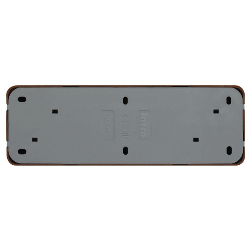 Розетка Intro Quadro 2-208-10 с заземлением четырёхместная 4х2P+E, 16А-250В, IP20, ОУ, венге