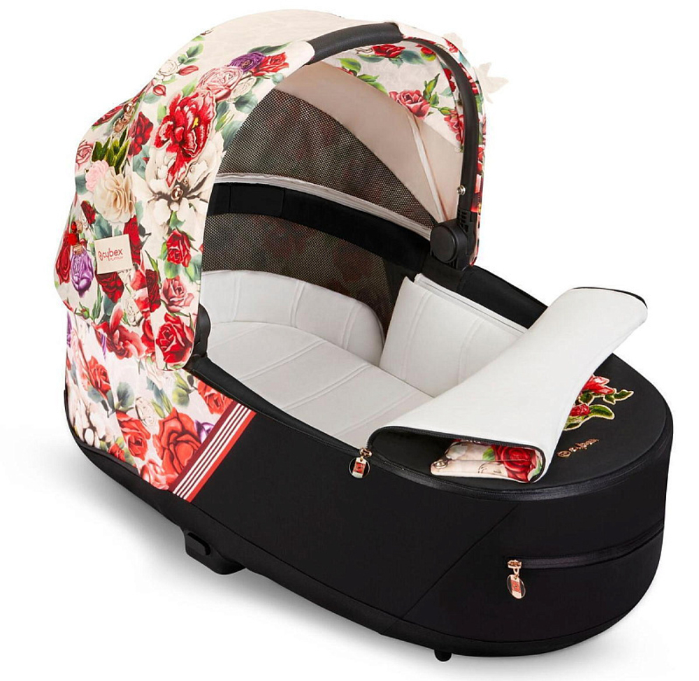 Коляска для новорожденных Cybex Priam IV Chrome Brown Spring Blossom Light