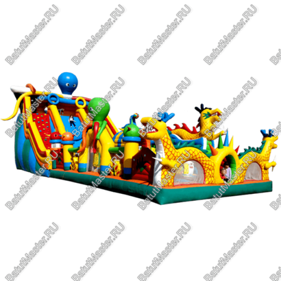 Коммерческий надувной батут "Осьминоги и драконы" 20*8*8 м