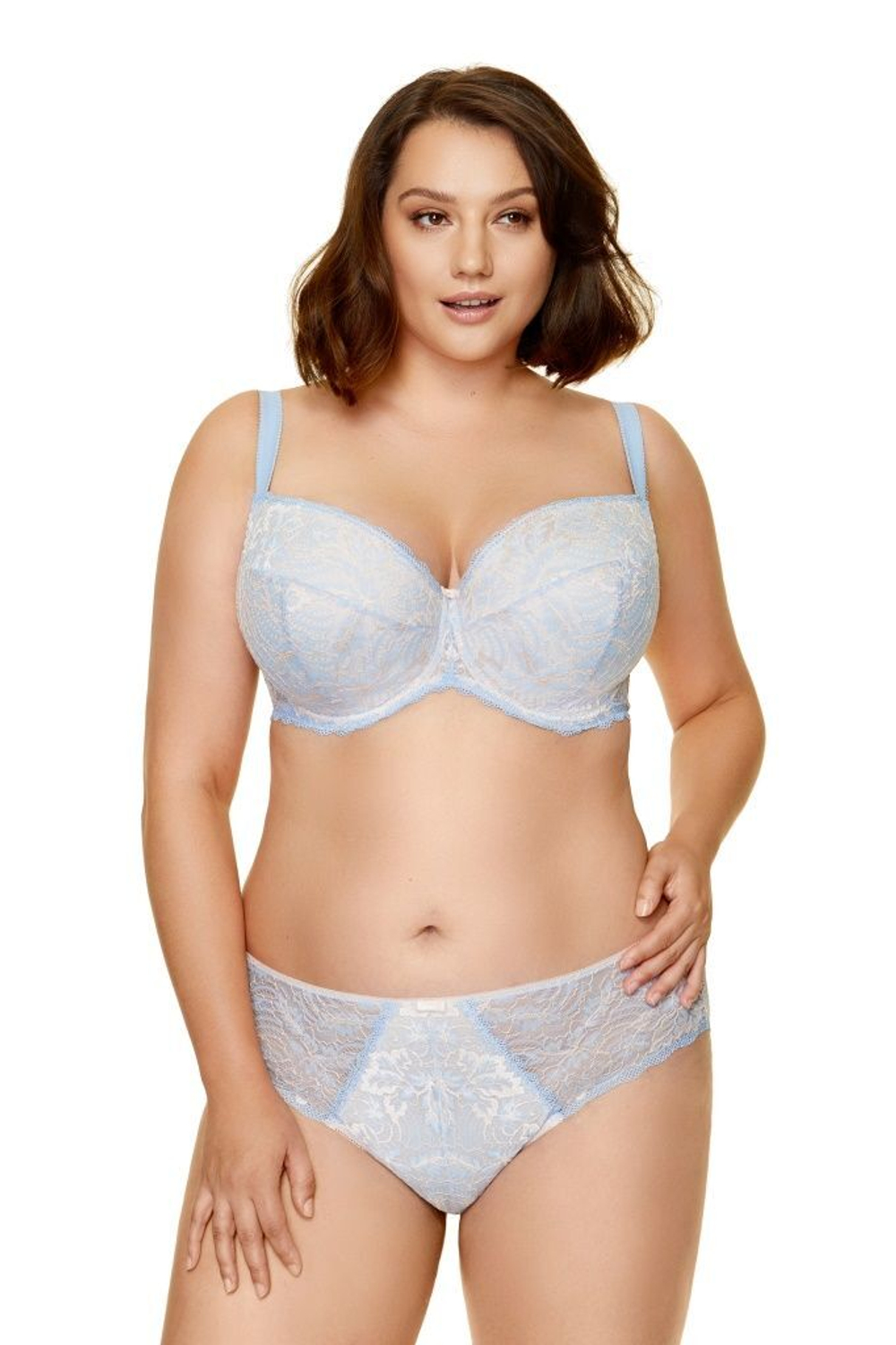 Бюстгальтер-балконет Manila (Размер: 90F) (Цвет: белый с голубым)