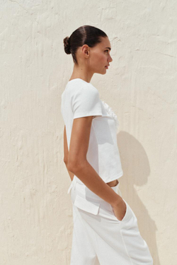 ZARA ФУТБОЛКА С РЕЛЬЕФНЫМ СЕРДЦЕМ, БЕЛЫЙ