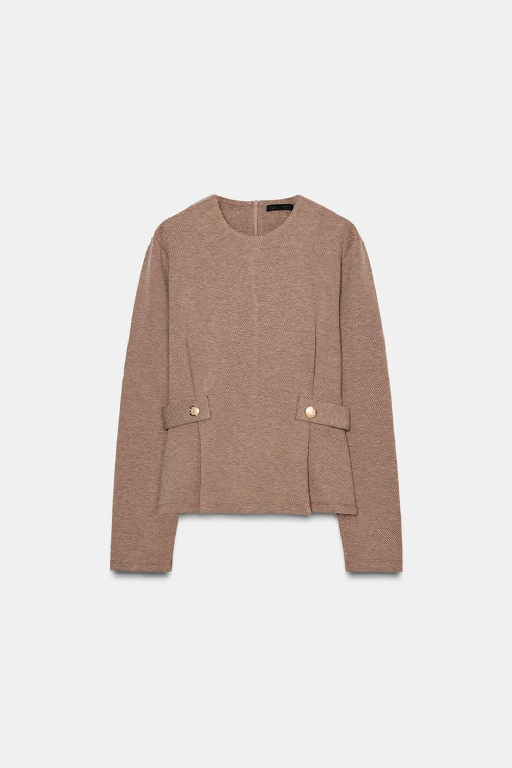 ZARA ТОП ИЗ САРЖИ С ПУГОВИЦАМИ, СВЕТЛО-КОРИЧНЕВЫЙ