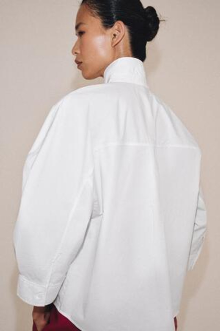 ZARA РУБАШКА С ОБЪЕМНЫМИ РУКАВАМИ ZW, БЕЛЫЙ