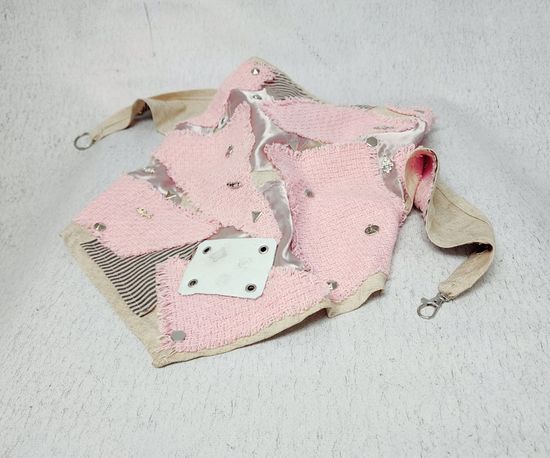 Шейный платок, бактус дизайнерский бежевый с розовым