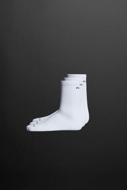 ZARA НАБОР ИЗ 3 ПАР СПОРТИВНЫХ НОСКОВ, БЕЛЫЙ