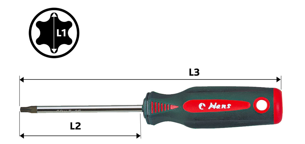 Отвертка Torx с отверстием TH9*75мм, Hans, 0450TH09