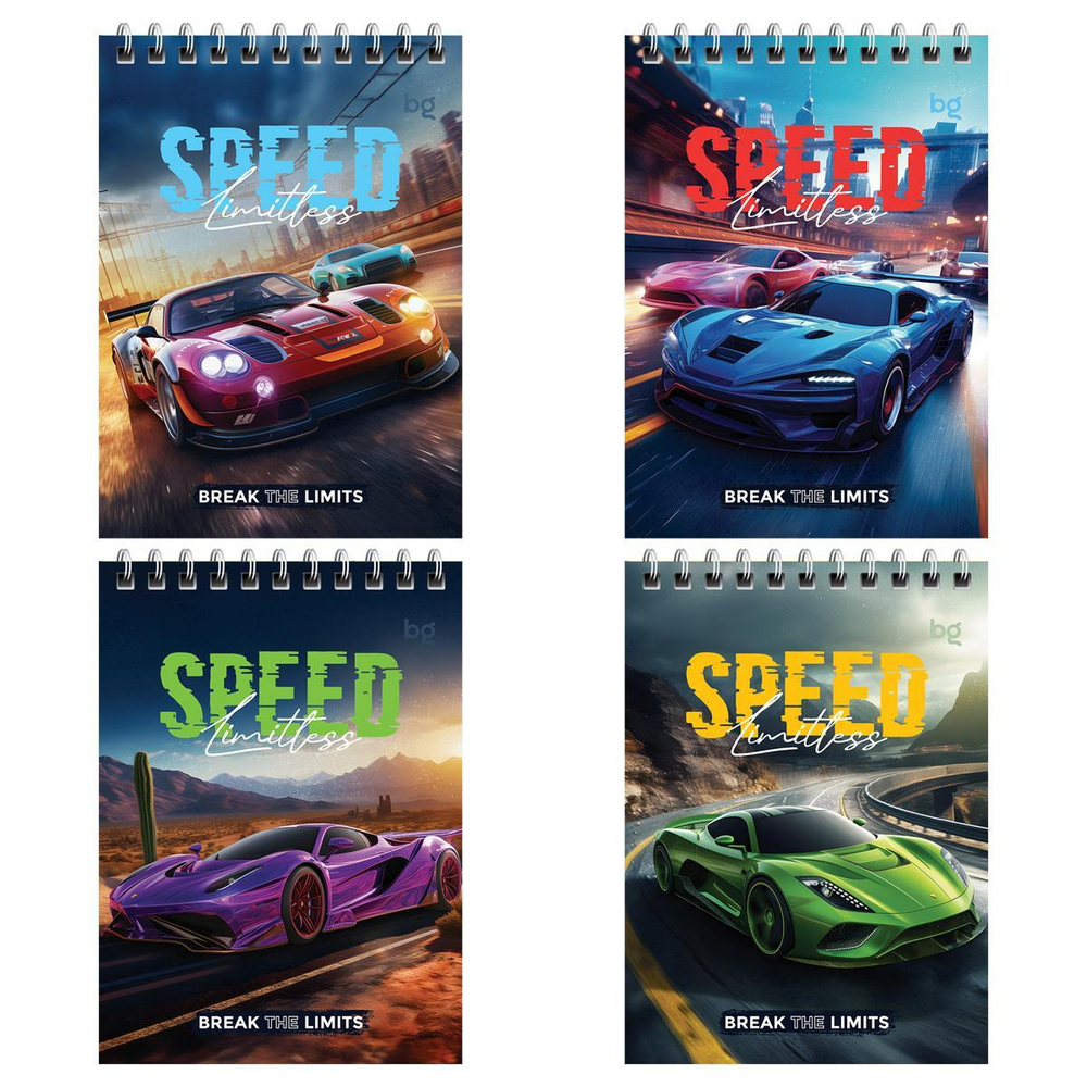 Блокнот А6 40л. клетка, на гребне "Supercar" (BG)