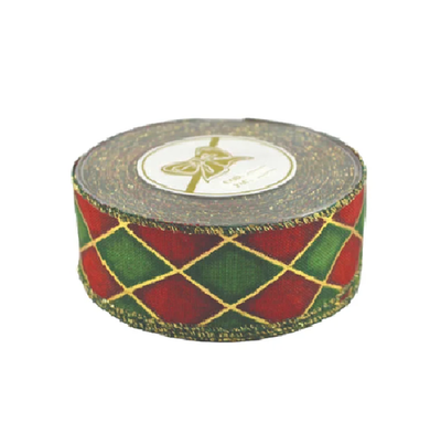 Лента красно-зелёная 9 метров, ромбы